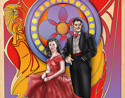 Gone with the Wind - Art nouveau digital painting