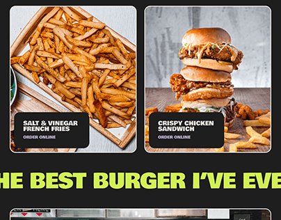a modern looking burger joint's website