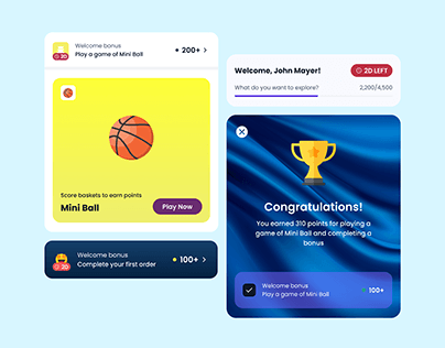 Gamification UI Cards and Elements