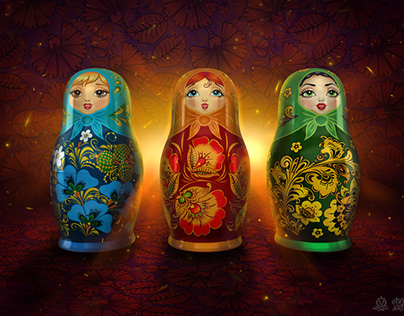 Painted nesting dolls for 3D render for iPad game.
