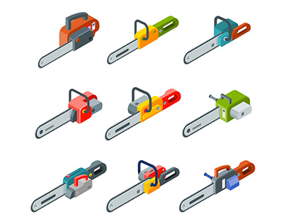 Chainsaw Isometric Icons