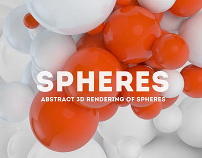 Abstract 3D rendering of Spheres | White + Orange