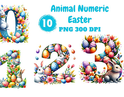 Watercolor Animal Numeric Easter