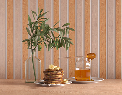 Still life "Olive tree with pancakes"