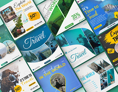 Tour and travel agency social media design template