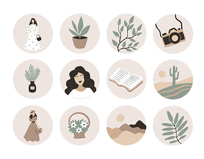 Instagram highlights design, Illustrated Icons