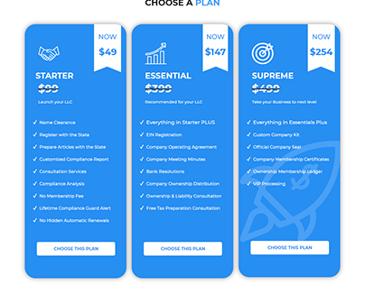 Pricing Table design for a website