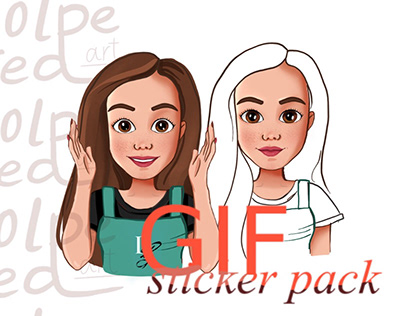 Pack of stickers with different emotions. Gif.