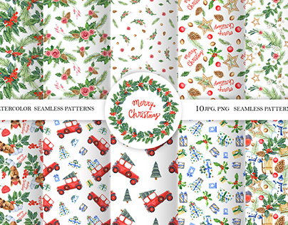 merry christmas seamless patterns, digital paper