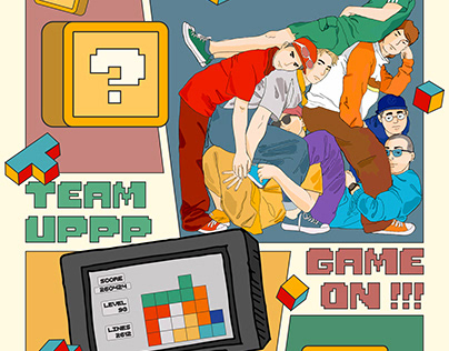 Tetris Teamwork - 2d Comic Illustration