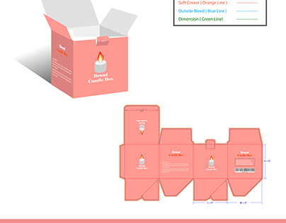 Candle Packaging box dieline template and 3d box
