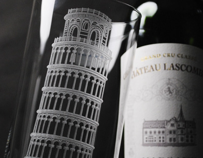 Torre pendente di Pisa Glass engraved