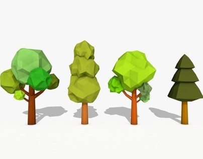 3D Model,Cartoon Trees Low Poly