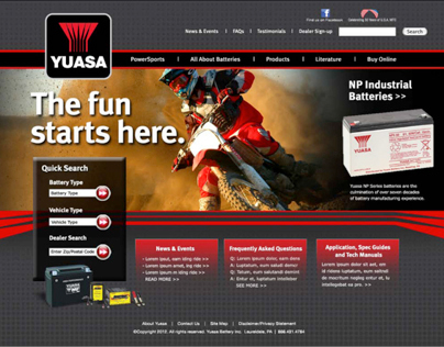 Yuasa Batteries Web site