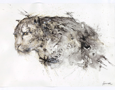 Ink Snow Leopard  - 墨迹 雪豹