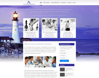 Homepage design concept for American Benefit.