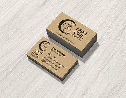 Night Owl Bakery Logo + Business Cards + Stamp
