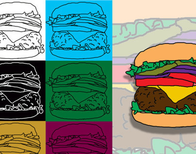 Ilustração Digital - Hamburger, I love you.
