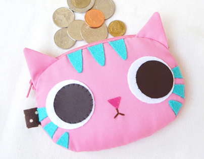 Pinky kitty coin purse