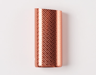 Glowing copper anodized aluminum 3D pattern etching