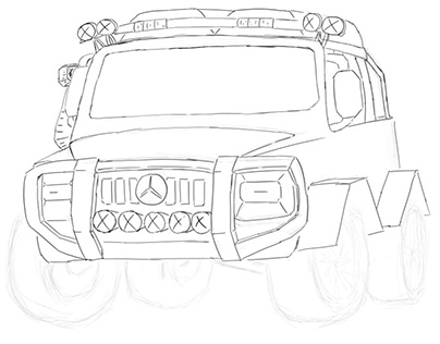 First Sketch on photoshop // Class G-OffRoad