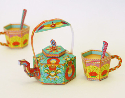 Masala Chai Kettle & Tea Cups: DIY Paper Toys / Boxes