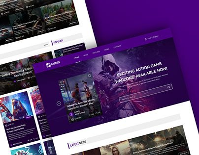 Gaming News Website Home Page UI Design