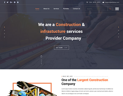 PSD Homepage template Design for Construction Company