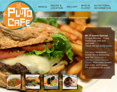 Pluto Cafe Website Mockup