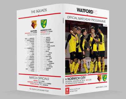 Watford FC v Norwich (FAYC Round 4) Programme