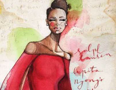Lupita Nyong'o in Red Ralph Lauren.