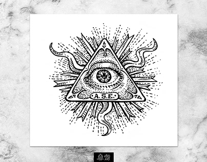 The All Seeing Eye ink illustration.