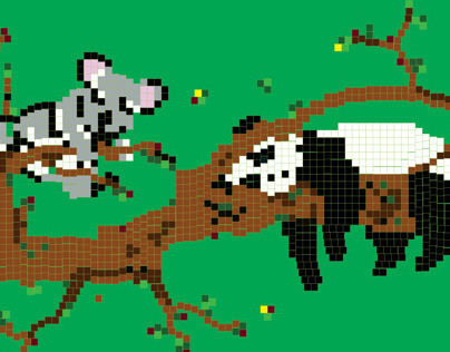 Panda&Koala Pixel Art