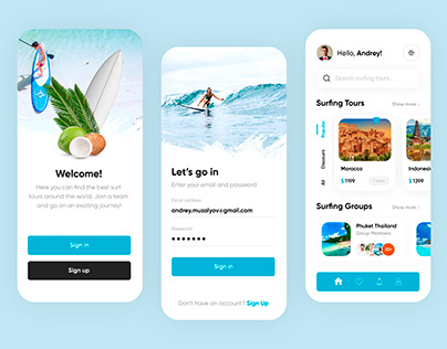 Surfing Tours Mobile App - UX/UI Design