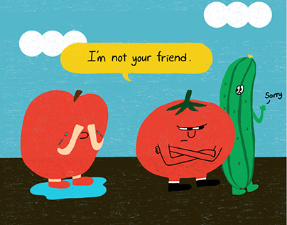 Tomatoes and apples illustration