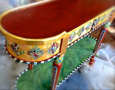 Hand Painted French Console Table