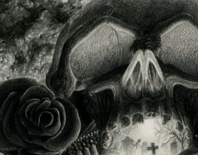 Skull and Roses drawing