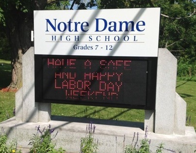 Notre Dame High School Commercial Sign