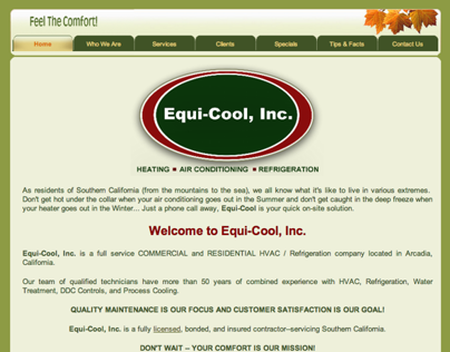 Equi-Cool HVAC - Website Editorial & Design