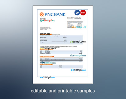PNC Bank firm checking account statement template