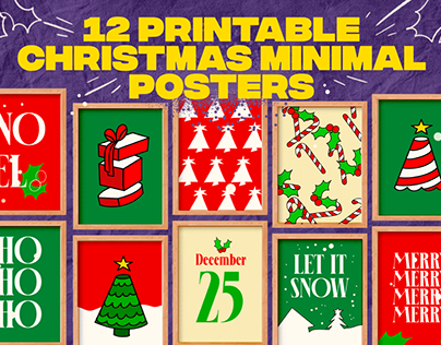 FREE DOWNLOAD 12 Printable Christmas minimal posters