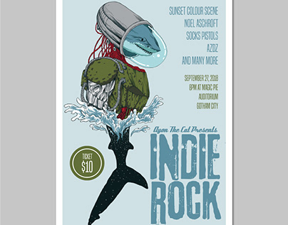 Shark Indie Rock Flyer Poster