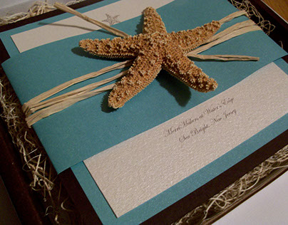 Boxed Starfish Wedding Invitation