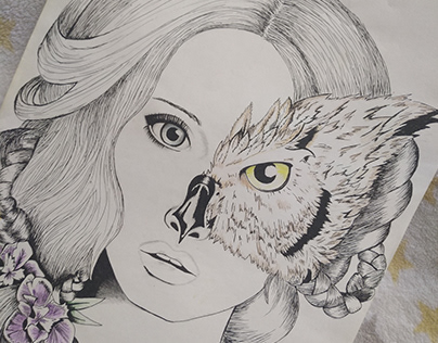 Owl girl art