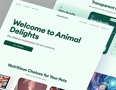 Animal food website landing page