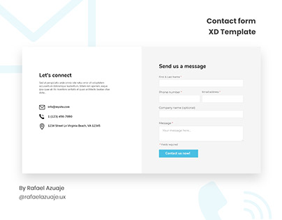FREE Contact Form XD Template