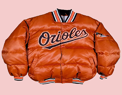 90’s Baltimore Orioles Puffer Orange Polyester Jacket