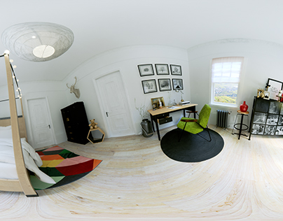 3D Interior project - Scandinavian room 360 panoram