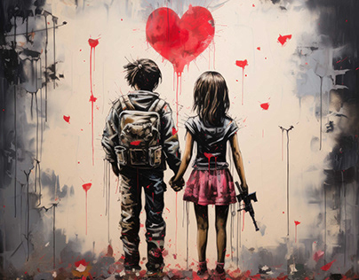 Post-Apocalyptic Love: Couple Under the Red Heart