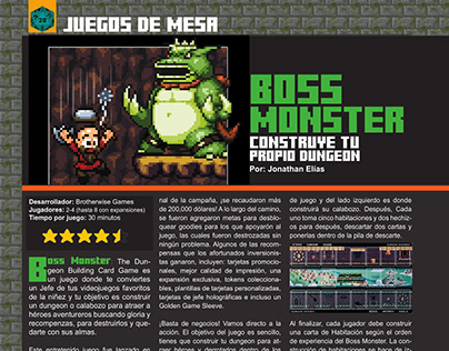 Boss Monster Article Design for De Mesa magazine